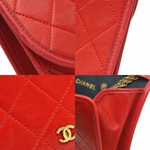 ★Z1828 良好 シャネル マトラッセ ラムスキン プッシュロック チェーン ミニショルダーバッグ レッド CHANEL ヴィンテージ レディース★_画像4