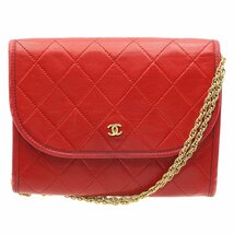 ★Z1828 良好 シャネル マトラッセ ラムスキン プッシュロック チェーン ミニショルダーバッグ レッド CHANEL ヴィンテージ レディース★_画像1