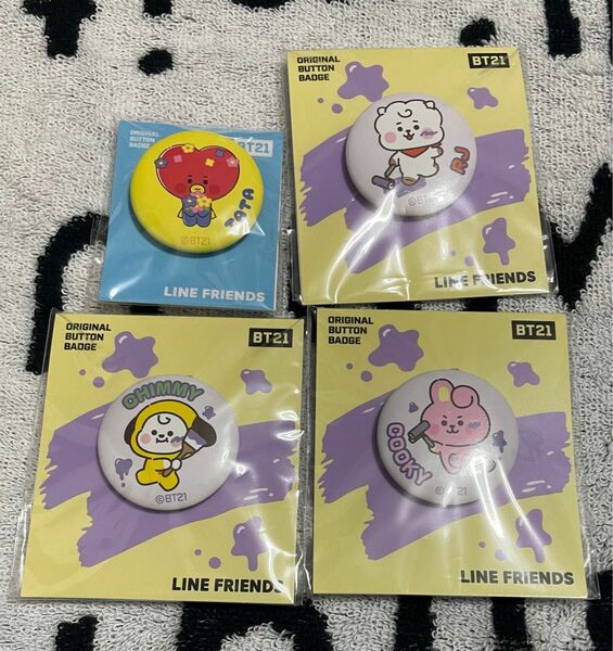 BT21缶バッジ　TATA RJ CHIMMY COOKY