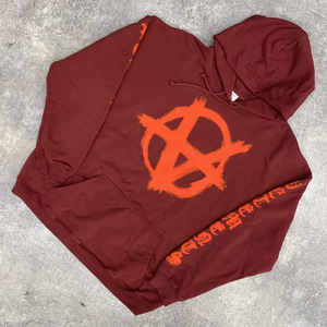 ▲VETEMENTS ヴェトモン 21SS UE51TR650R ANARCHY HOODIE アナーキー ゴシック ロゴ プリント パーカー ワインレッド 104