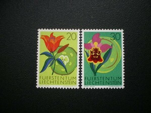 リヒテンシュタイン公国発行 ラン科の植物など自然保護年切手 ４種完 ＮＨ 未使用
