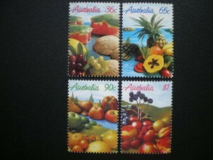 オーストラリア連邦発行 ブドウとメロンやパイナップルとリンゴやイチゴなど果物切手 ４種完 ＮＨ 未使用