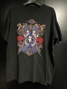 90'S подлинная вещь X JAPAN футболка Vintage редкий XL размер черный частота футболка 