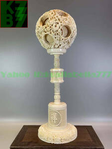 Art hand Auction [Ornamento de la suerte] Adorno de mamut Dragón Teng Cuatro mares Bola auspiciosa Budismo hecho a mano Altar budista Herramientas budistas Adornos Buena suerte Feng Shui Escultura Objeto artesanal Altura 365 mm Peso 688 g P85, escultura, objeto, escultura oriental, otros