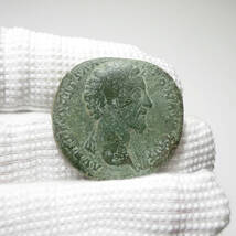 【古代ローマコイン】Marcus Aurelius（マルクス・アウレリウス）クリーニング済 ブロンズコイン 銅貨(nBbnFQ45dU)_画像3