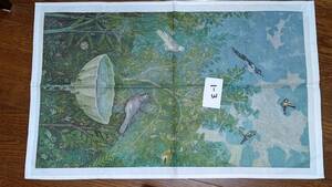 1-3 tea towel The British Museum(76×48. perhaps cotton 100%) tree * bird water * bird 