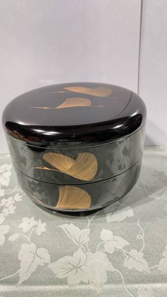 輪島塗 2段 丸重(18.3×12.5㎝) 双鶴