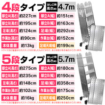 未使用 脚立足場 はしご アルミ 多機能 伸縮 作業台 伸縮 梯子 ハシゴ 3段 3.7m 折りたたみ式 専用プレート付き_画像9