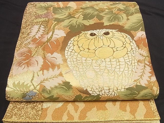 ☆美品 袋帯 正絹 双図全通 ふくろう 月 両面☆ r585 | www.jarussi.com.br