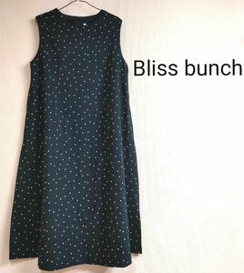 Bliss bunch コットンリネン平織りドット柄ノースリワンピース