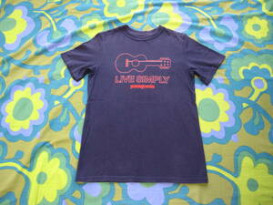 patagonia パタゴニア LIVE SIMPLY 半袖Tシャツ Boy's/M ネイビー オーガニックコットン100 USEDキレイ キャンプ アウトドア