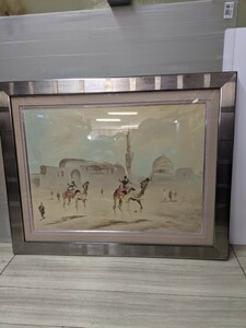 Art hand Auction Египетский пейзаж в рамке, Рисование, Картина маслом, Природа, Пейзаж