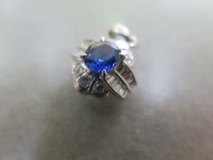  platinum 900 pendant top 4.3g sapphire side stone diamond 0.54ct sapphire 1.33ct