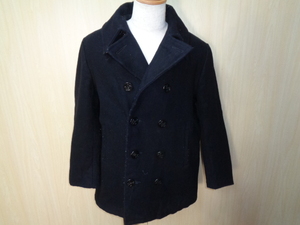 606◆80s USA製 FOX KNAPP US NAVYタイプ ピーコート◆フォックスナップ size40 黒 UNION MADE メルトンウール 裏地キルティング 5C