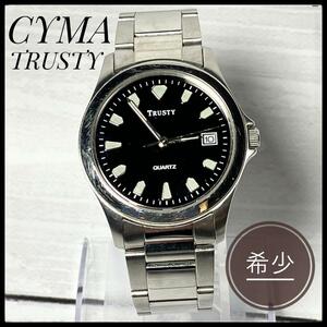 【希少】CYMA TRUSTY シーマ トラスティ 腕時計 ウォッチ メンズ アナログ クオーツ ブラック シルバー 時計 ヴィンテージ ビンテージ
