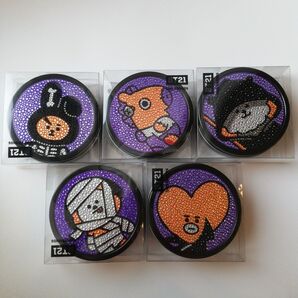 BT21 LINE FRIENDS ラインフレンズ ラインストーン ビジュー キラキラ 缶 ケース 黒 紫 ハロウィン 小物入れ