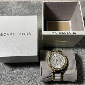 ［実働 箱付き］マイケルコース MICHAEL KORS レディース腕時計 ウォッチ　ファッション 白　金　ホワイト　ゴールド