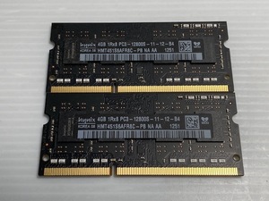 hynix DDR3 PC3-12800S-11-12-B4 HMT451S6AFR8C-PB NA AA 8GB (4GB×2) ラップトップ用メモリー [M227]