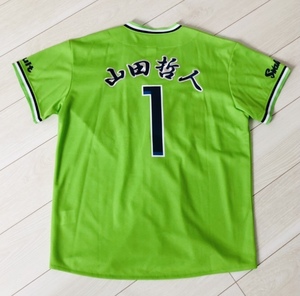 ヤクルト 山田 哲人 ユニフォーム スワローズ JERSEY 漢字 刺繍 Majestic 製 Yakult Swallows 緑 ライム 東京 NPB プロ 野球 好きに も