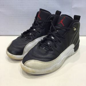 【NIKE ナイキ】151186-006 AIRJORDAN 12 RETRO PLAYOFF エアジョーダン12レトロプレイオフ 20cm ブラック ホワイト レザー キッズ 2303oki