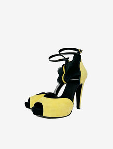 PIERRE HARDY Pierre a Rudy yellow black heel open tu strap pumps 23cm