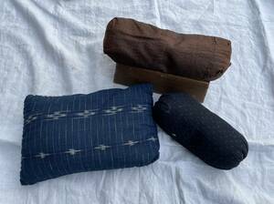 大正　昔の枕3個　◆箱枕◆くくり枕　★★★　古布 絣 絹 かすり もんぺ モンペ 