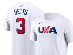 WBC 2023 USA代表 ムーキー ベッツ ナイキ Tシャツ サイズ:M Mookie Betts Nike White Name & Number T-Shirt