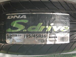 未使用品 ヨコハマタイヤ DNA S`drive　Sドライブ 1本 195/45R16