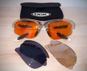 OGK スポーツサングラス 交換レンズ2枚 収納ケース付き サイクルサイクリングランニング 自転車 バイク