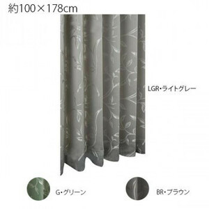 川島織物セルコン アッセル 1.5倍形態安定プリーツ ドレープカーテン 1枚 100×178cm DF1137S【G・グリーン】