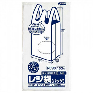 ja pack s carrier bags non block Velo attaching Kanto 30 number / Kansai 40 number . white 100 sheets ×10 pcs. ×3 box RC30