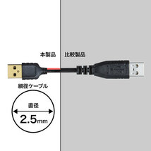 サンワサプライ 極細USBケーブル (USB2.0 A-Bタイプ) 0.5m ブラック KU20-SL05BKK_画像4