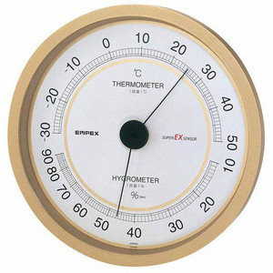 EMPEX 温度・湿度計 スーパーEX高品質 温度・湿度計 壁掛用 EX-2748 シャンパンゴールド