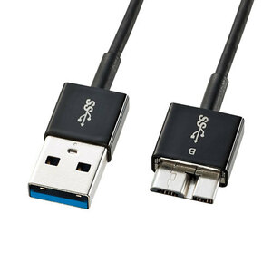 【5個セット】 サンワサプライ USB3.0マイクロケーブル(A-MicroB) 0.5m 超ごく細 KU30-AMCSS05KX5