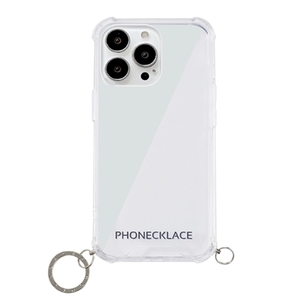 PHONECKLACE ストラップ用リング付きクリアケース for iPhone 13 Pro シルバーチャーム PN21610i13PSV