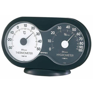 エンペックス気象計 温度計湿度計 ブラック (約) H9.4×W15×D3.5cm