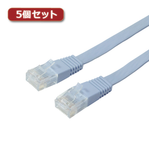 5個セット ミヨシ カテ5eストレートLANケーブル フラットタイプ 幅7.2mm 厚さ1.5mm ブルー 2m ZLN-FL02BLX5