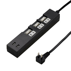 YAZAWA 個別スイッチ付3AC2USB3.4A2m ブラック Y02KS532BK2U