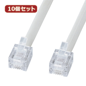 10個セット サンワサプライ エコロジー電話ケーブル(ノーマル) TEL-EN-5N2 TEL-EN-5N2X10