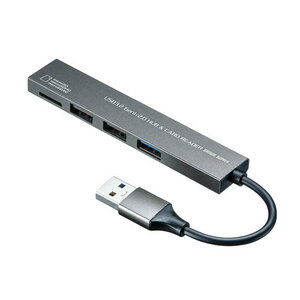 【5個セット】 サンワサプライ USB 3.2 Gen1+USB2.0 コンボ スリムハブ (カードリーダー付き) USB-3HC319SX5