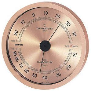 EMPEX 温度・湿度計 スーパーEX高品質 温度・湿度計 壁掛用 EX-2728 シャンパンゴールドの画像1