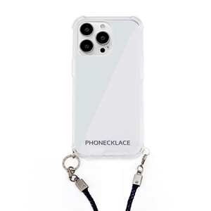 PHONECKLACE ロープショルダーストラップ付きクリアケース for iPhone 13 Pro ネイビー PN21606i13PNV