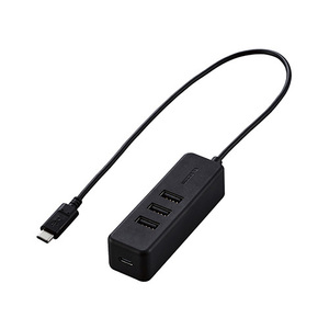 エレコム USBハブ Type-C USB-A 2.0×3ポート USB PD 60W対応 Type-C×1ポート ケーブル30cm マグネット付 ブ