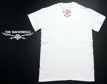 Tシャツ XL メンズ ミリタリー 半袖 US NAVY 米海軍 錨マーク MAVERICKS ブランド ホワイト ボルドー_画像2