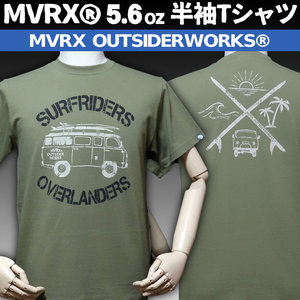 Tシャツ 半袖 S メンズ MVRX ブランド SURFRIDERS サーフィン ワゴン オリーブドラブ ブラック