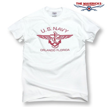 Tシャツ XL メンズ ミリタリー 半袖 US NAVY 米海軍 錨マーク MAVERICKS ブランド ホワイト ボルドー_画像1