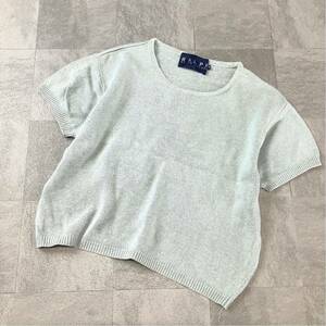 [ refreshing .linen]Ralph Lauren Ralph Lauren short sleeves short linen cut and sewn lady's M size mint blue summer knitted 