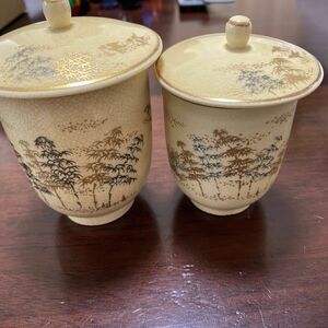 薩摩焼 夫婦湯呑茶碗 (黒竹)