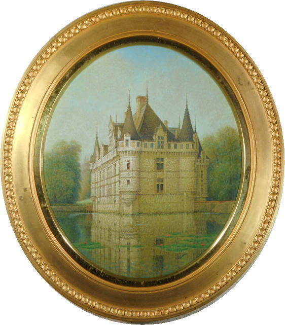 Tetsuro Sato : La Perle de la Loire, Château Azay-le-Rideau, Peinture, Peinture à l'huile, Nature, Peinture de paysage