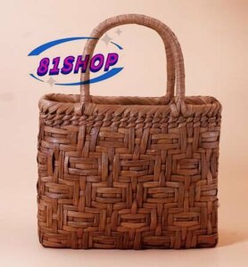 [81SHOP] ultimate beautiful goods * worker handmade superior article mountain .. basket bag hand-knitted mountain ... bag basket cane basket high class UP handbag 